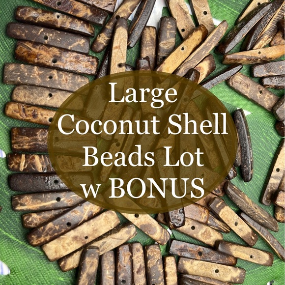 LAST ONE VINTAGE Coco Coconut Shell Beads +Bonus Jewelry Making DIY Crafting Lot - Picture 1 of 15